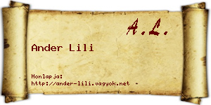 Ander Lili névjegykártya